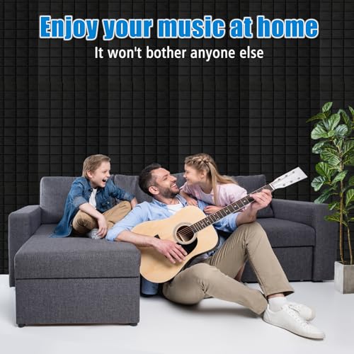 Image of 2 Pack Acoustic Foam Panels, 48 x 24 x 2 inch Sound Proof Foam Panels for Walls | High Density Fire Resistant Soundproof Wall Foam, Noise Cancelling Panels for Recording Studio & Home Office