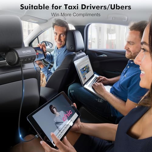 OHLPRO Multi-Car Retractable Backseat Charging Station, 110W Fast Car Charger Adapter for All Phones, Great for Taxi, Uber, Lyft, Rideshare, USB/Type-C/Lightning Charge Ports, Attaches to Headrest
