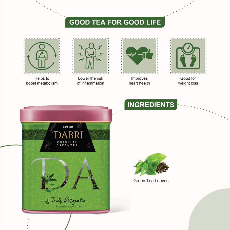 Image of DABRI Original Green Tea Tin Box 40gm & Darjeeling Orthodox Tea Tin Box 80gm - 120gm Combo|Natural Flavoured Loose Leaf|Antioxidant-Rich|Premium Organic Blend| Immunity, Digestion & Stress Support
