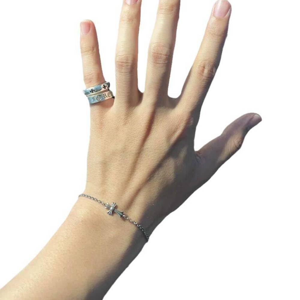LLXYWJ Bracciale Punk Fashion People Cento croci Bracciale per Uomo e Donna Argento Sterling 925 con Vecchio intarsio personalità Hip-Hop Coppia Gioielli a Mano