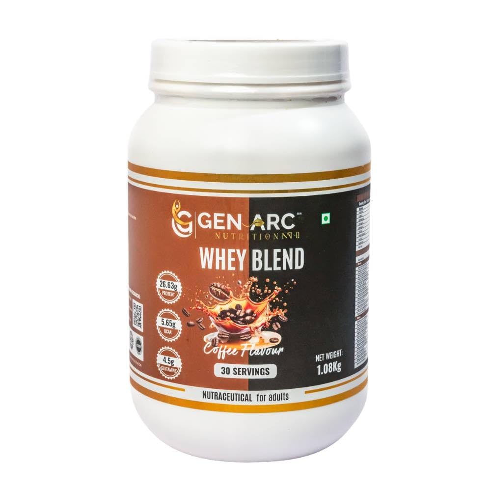 Gen Arc Whey Blend Coffee Flavour | Whey Protein Isolate + Concentrate Blend | 25g Protein per Serving | Muscle Recovery & Lean Muscle Support | Delicious Coffee Flavour | 1kg-image-37