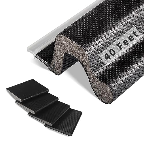 Image of 40 Feet Long Reach Weather Stripping Door Seal with 4 PCS Door Corner Seals, V-Shaped Replacement Door Seal Strip Foam Kerf Weather Stripping for Doors Frame Door Insulation Strip(Black)