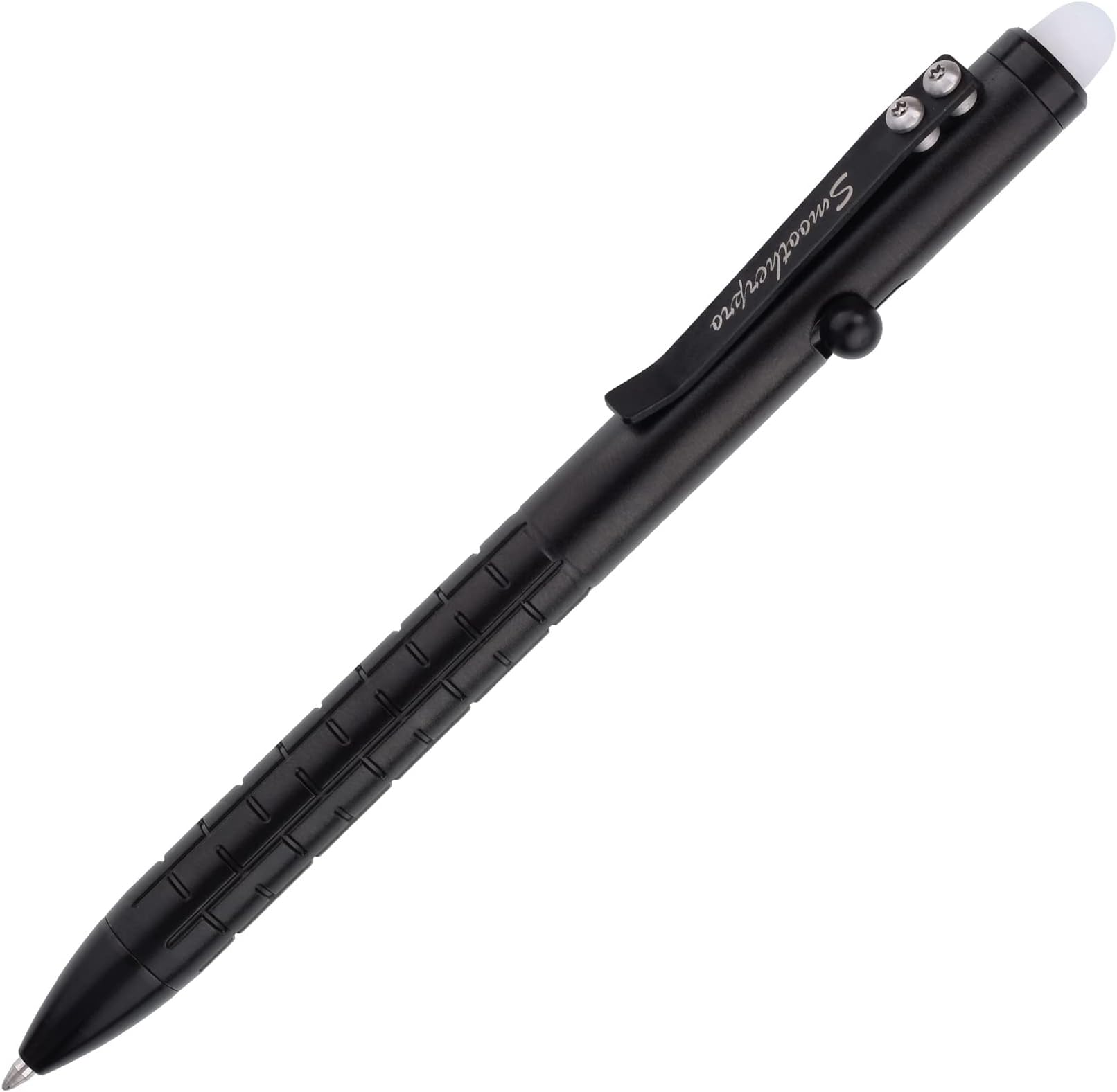 SMOOTHERPRO Erasable Bolt Action Pen Compatible with Pilot FriXion Refill Stainless Steel Pocket Clip Refillable Retractable Pen for Office School Calligraphy Practice Black (SAF150)