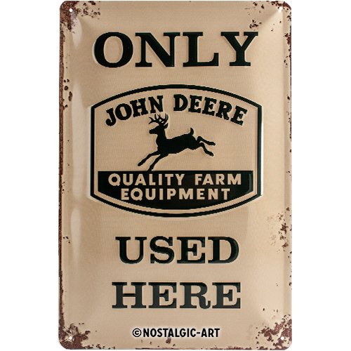 Nostalgic-Art 22130 Plaque en métal Équipement John Deere utilisé Ici [en Anglais] 20 x 30 cm