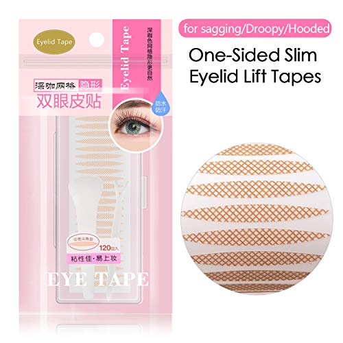 Slim Lace Eye Lids Lift Strips Instantly without Surgery, Bigger Rounder Eyes, One-sided Sticky Double Eyelid Tapes for Single Uneven Saggy Droopy Hooded Eyelids