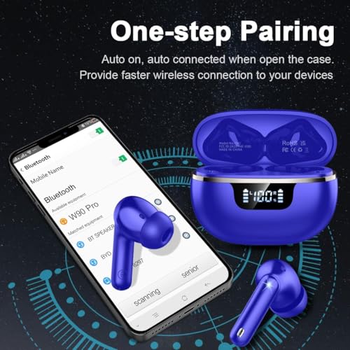 Image of Wireless Earbuds, Bluetooth 5.4 Headphones 50H Playtime Ear Buds Earphones | IP7 Waterproof with 4 ENC Mics, HiFi Deep Bass, LED Display Fast Charging, 2026 in-Ear Headphones for Sports & Outdoor