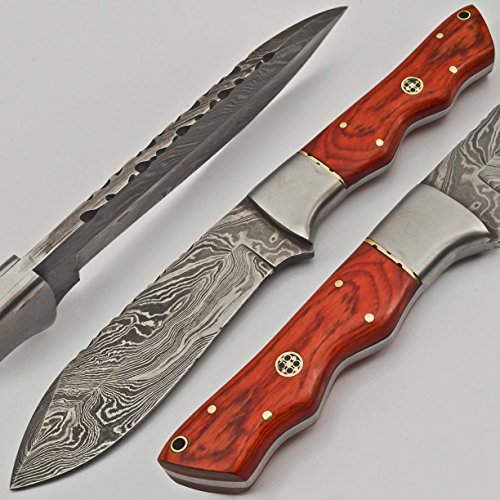 Rare Custom Damascus Full Tang Skinning Knife Hunting Knife |Outdoor Knife Camping Knife | Burl Wood Handle (KH-706)