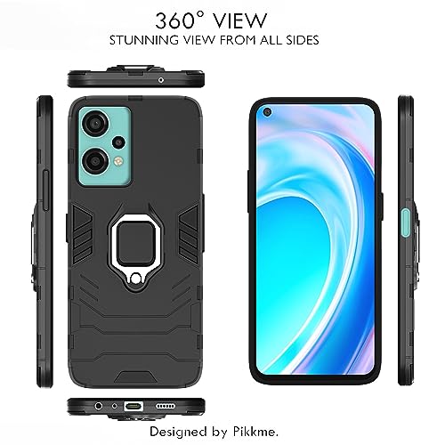Image of Pikkme OnePlus Nord Ce 2 Lite 5G Back Cover | D5 Tough Armor Bumper | 360 Protection Case | Ring Holder Stand Case for OnePlus Nord Ce 2 Lite 5G (Black)