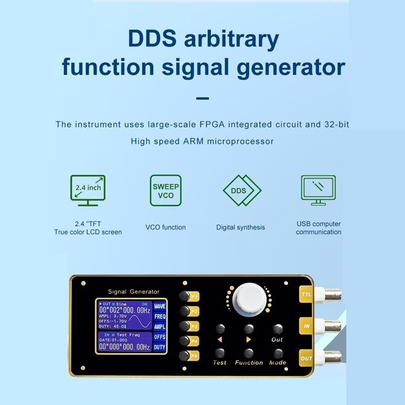 Generador de forma de onda arbitraria con función 7 en 1, onda sinusoidal de 1MHz 10Vpp con LCD TFT de 2,4 pulgadas for pruebas de laboratorio