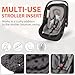 Infant Carseat Insert, 2-in-1 Reversible Baby Car Seat Cushion for Newborn Toddler Head & Body Support Car Seat Pad for Carseats, Strollers, Swings, Bouncers(Black)