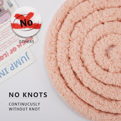 Chunky Yarn for Hand Knitting, Chunky Chenille Blanket Yarn for Crocheting, Bulky Soft Fluffy Chenille for Blanket Project, 8 Pack of 8oz/25yds, Pale Peach