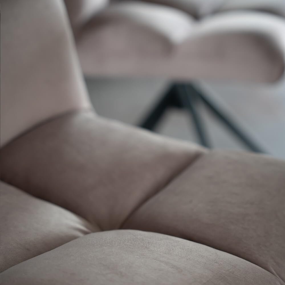 Home Deluxe - Esszimmerstuhl NODA - 6er Set, Farbe: Samt Hellbraun - 360 Grad drehbar, weiche Polsterung, bis 120 kg belastbar I Küchenstuhl Speisestühle Esszimmerstühle