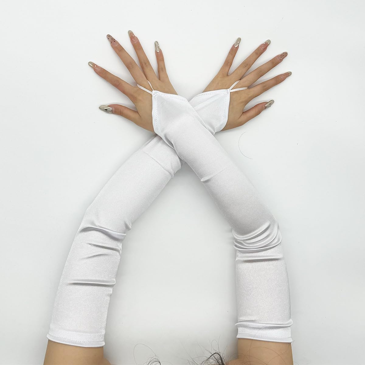 Satin Fingerless Gloves 1920s Stretchy Elbow Fingerless Glove for Bridal Wedding Party Evening Prom Opera Halloween Costumes
