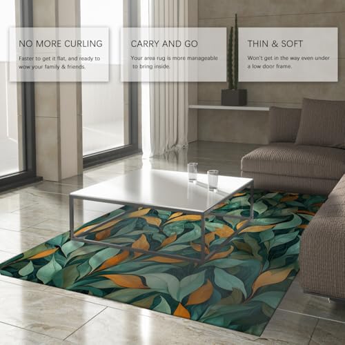 Tapis de salon lavable bleu 90x150cm avec motifs oiseaux - 4