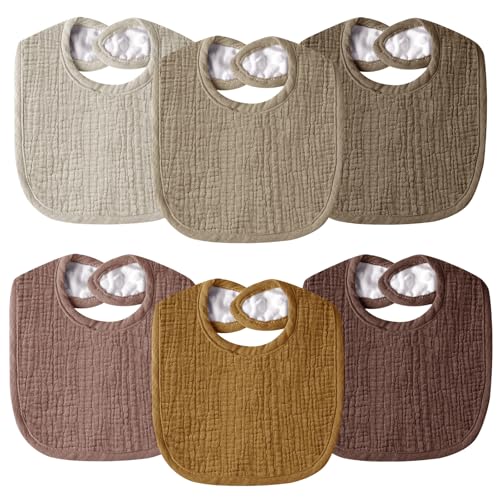 Image of Wrrernsin Muslin Baby Bibs for Unisex Boys Girls, Cotton Drool Bibs, Adjustable Newborn Bibs for Drooling and Teething