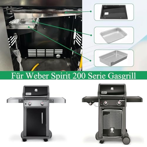 WELL GRILL Ersatzteile für Weber Spirit 200 Series Gasgrills, 69803 Fettauffangwanne mit 83156 Edelstahl Tropfschale & 6415 Aluschalen Liners für Spirit E210 S210 E220 S220