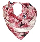 Loop Schal mit Stern Motiv Fashion Star STERN LOOP Farbverlauf Rundschal Schlauchschal Stola Schal (Rot)