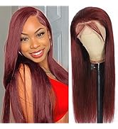 13x4 Reddish Brown Lace Front Wigs Human Hair Pre Plucked Straight HD Lace Front Wigs Human Hair ...