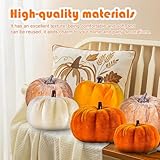 Dhqkqg Fall Artificial Pumpkins, 12PCS Pumpkin Autumn Decorations, 2 Sizes Fake Velvet Pumpkin, Small Foam Pumpkins, for Fall Harvest Thanksgiving Halloween Autumn Party Table Decor Decoration - Image 5