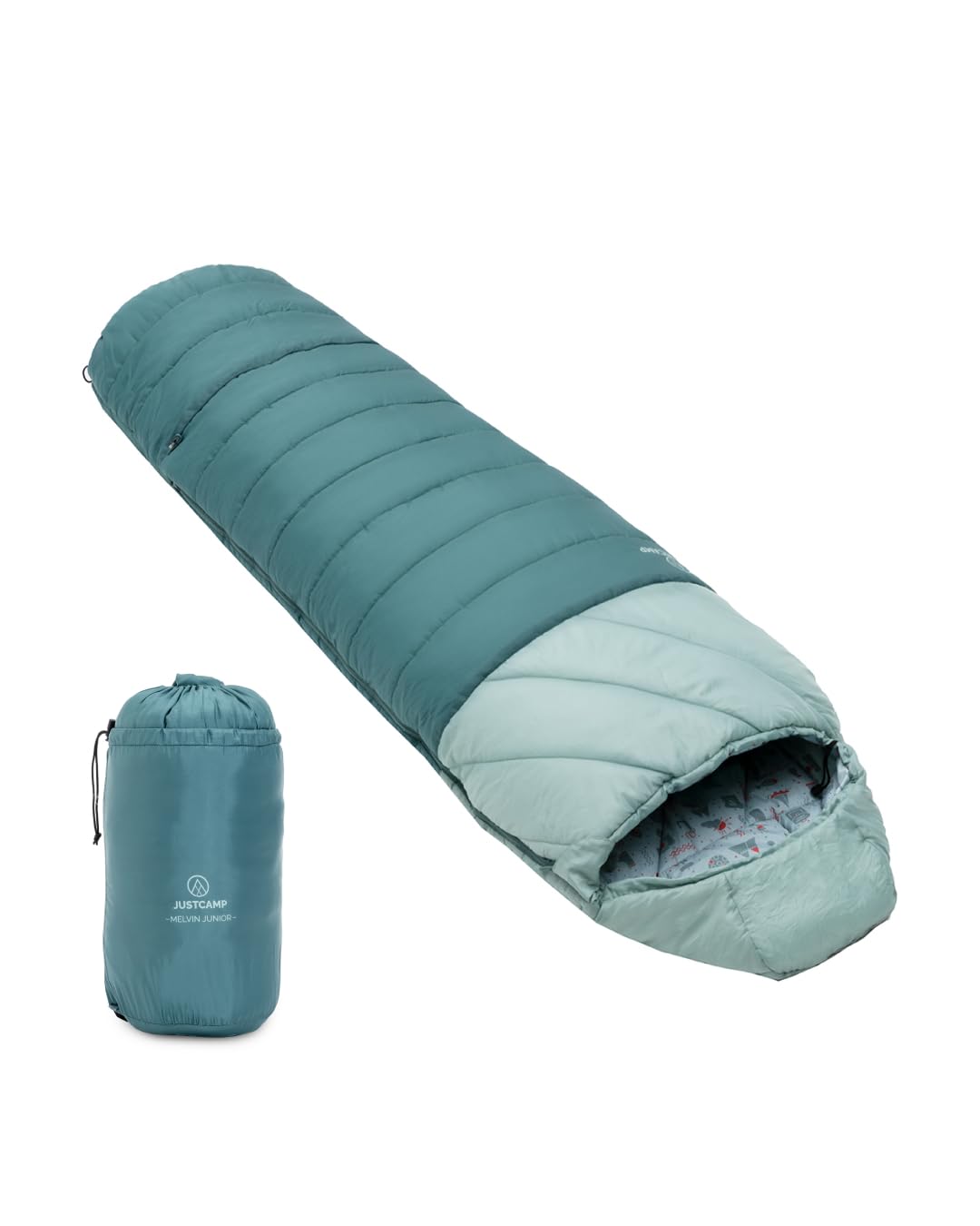 Justcamp Melvin Junior Kinderschlafsack Jungs & Mädchen (100-150 cm Körpergröße), Outdoor Schlafsack Kinder Camping