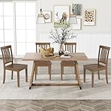 COLAMY Wooden Dining Chairs Set of 4, Solid Rubberwood Kitchen & Dining Room Chairs, Farmhouse Rustic Side Chairs for Dining Table, Anti-Slip Protection, Classic Windsor Style Seating, Oak Light Brown