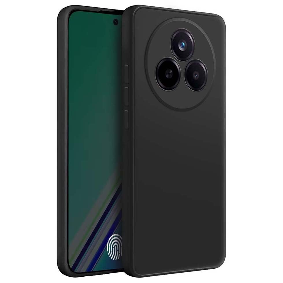 Image of Fashionury Liquid Silicon Back Cover for Realme Narzo 80 Pro 5G | Camera Protection | Inner Velvet Fabric | Anti-Fingerprint | Ultra Slim Case (Black)