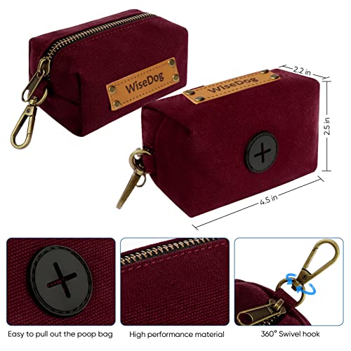 Wisedog Hundehalsband und Leine Set Combo: Einstellbare langlebige Haustier Halsbänder mit Hundeleinen für kleine mittlere große Hunde, enthält einen Bonus von Poop Bag Holder (M, Burgundisch)