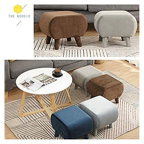 Tabouret repose-pied bas avec assise coussin tissu - 4