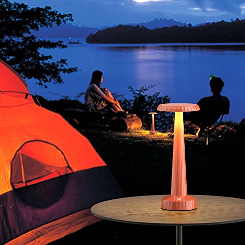 Sakringt Cordless Table Lamps Rechargeable, 5000Mah Battery Operated Led Dining Desk Lamp, Portable Battery Powered Dimmable Metal Table Light For Outdoor Restaurant Bar Cafe Patio Party(Orange) #TOP5