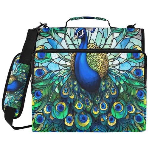 Green Bule Peacock Art 3�����O�o�C���_�[�I�[�K�i�C�U�[�o�b�O�A�h���t�@�C���P�[�X�A�t���t���b�g�W�b�p�[�A�m�[�g�p�\�R���X���[�u �w�Z��d���p