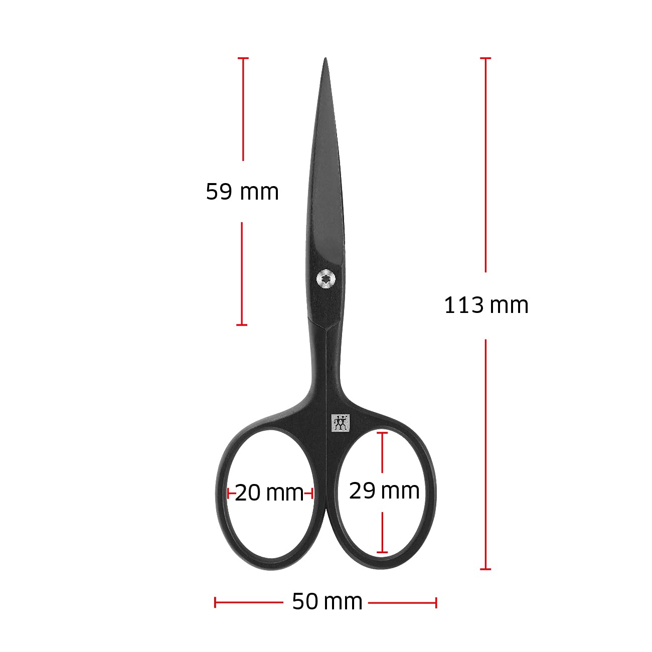 ZWILLING Bartschere (Mit erweiterter Griffbreite, kratzbeständig, gerade Schneide und feine Spitze), Premium, Schwarz, 115 mm
