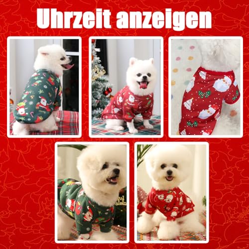 Fosoloni Weihnachtspullover für Hunde 2Stück - Hundepullover mit Katze, Warm für den Winter und Weihnachten
