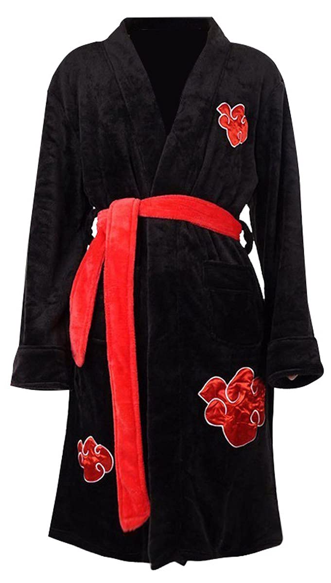 Yanny Uchiha Itachi Akatsuki - Accappatoio da uomo, morbido, biancheria da notte in flanella, anime, cosplay, pigiama, kimono