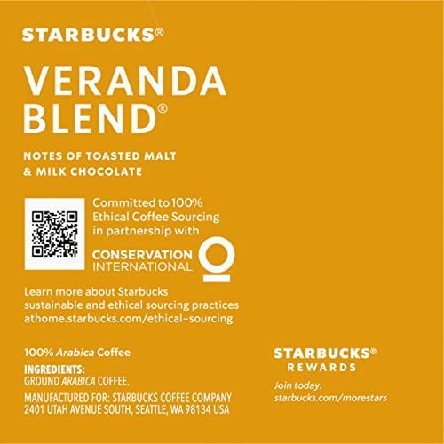 Image of Starbucks Coffee K-Cup Pods, Veranda Blend Coffee, Blonde Roast 100% Arabica Coffee, Keurig Genuine K-Cup Pods, 10 CT K-Cup Pods Per Box (Pack of 6 Boxes)