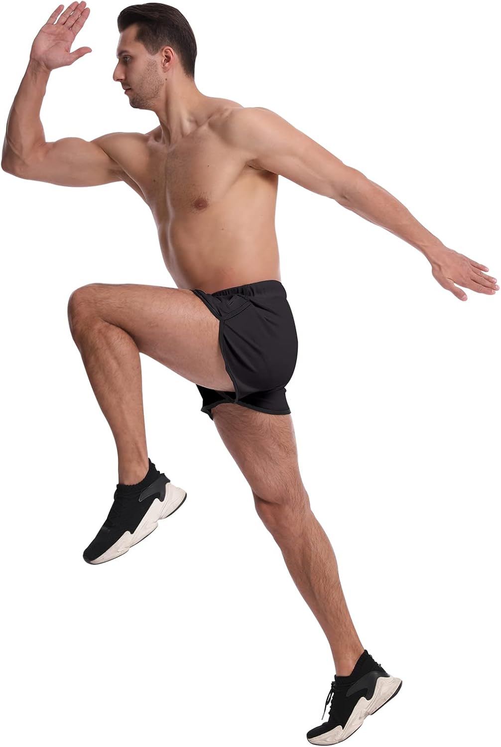 OEBLD Gym Shorts for Men 3 Inch Quick Dry Running Workout Short Shorts with Zipper Pockets