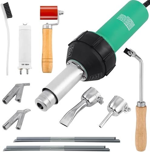 Iglobalbuy - Pistola de soldadura de plástico de 110 V 1600 W, pistola de soldadura de aire caliente, kit de soldador TPO para techos, incluye