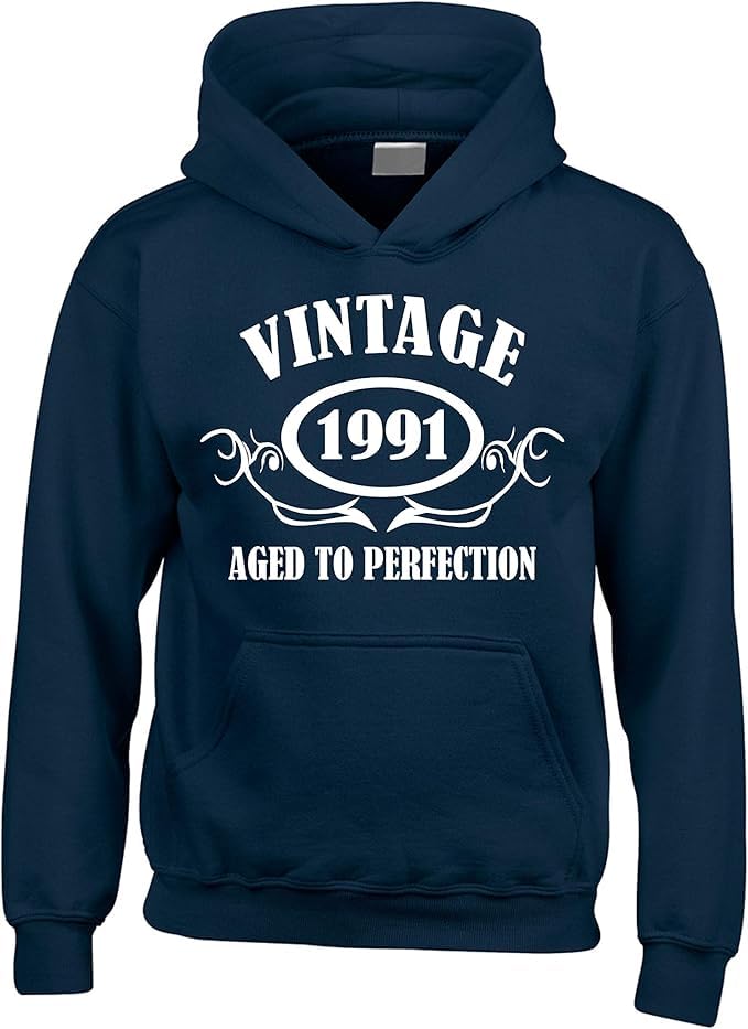 Sweat à capuche Vintage 1991 bleu idéal pour vos week-ends