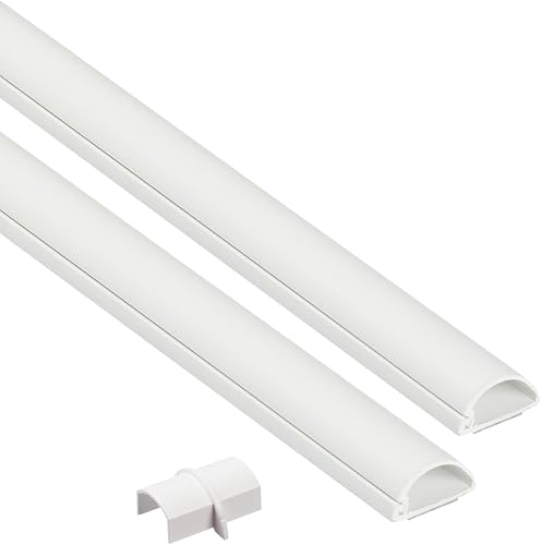 D-Line Ocultador de cable de TV, cubierta semicircular, montaje en pared, bisagras de una pieza, para pintar, adhesivo, decorativo, 2 de 0.78 de