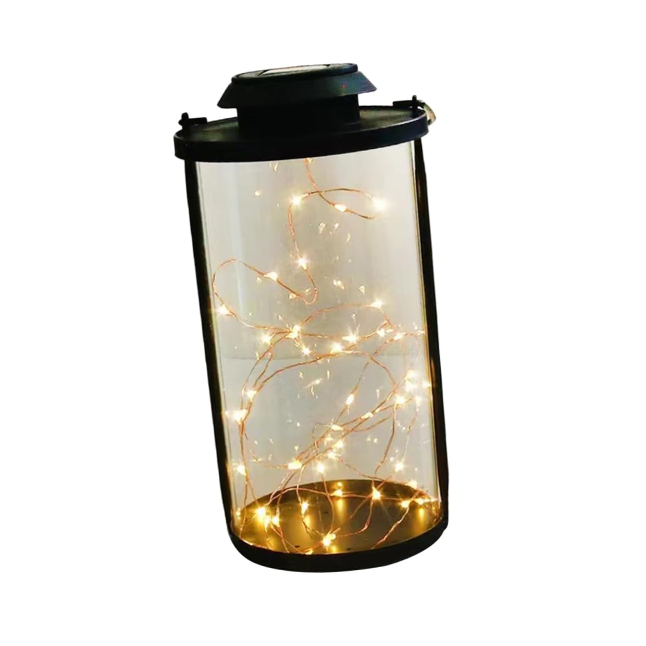 Baluue LED Kupferdraht Lichterkette mit 50 LED Lampen Ip65 Automatische Dämmerungsschaltung Tragbar aus Eisen und Glas für Garten und Terrasse