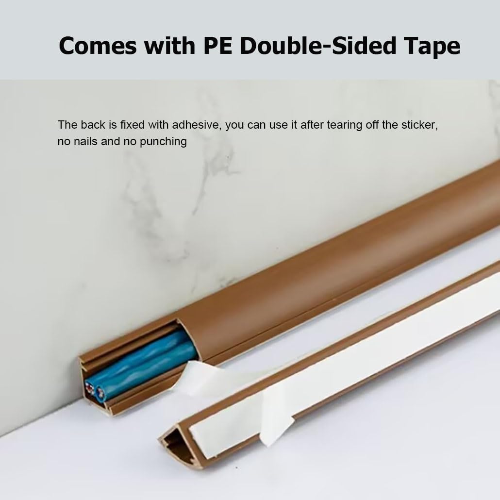 39.4" Triangular Fan-Shaped Corner Wire Cable Duct, PVC Wall Corner Wire Cover Self-Adhesive for Hiding TV/Computer Cables(Brown,14x14mm/0.55x0.55in)