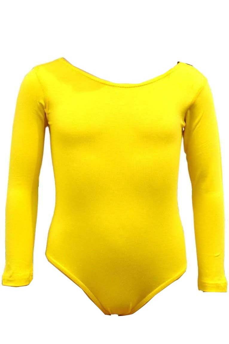 elegance1234 Girl's Cotton Long Sleeve Leotards Stretchy Dance/Gym/Ballet Sports Colour&Sizes***Same Day Postage**** (5-6 Years, Yellow)