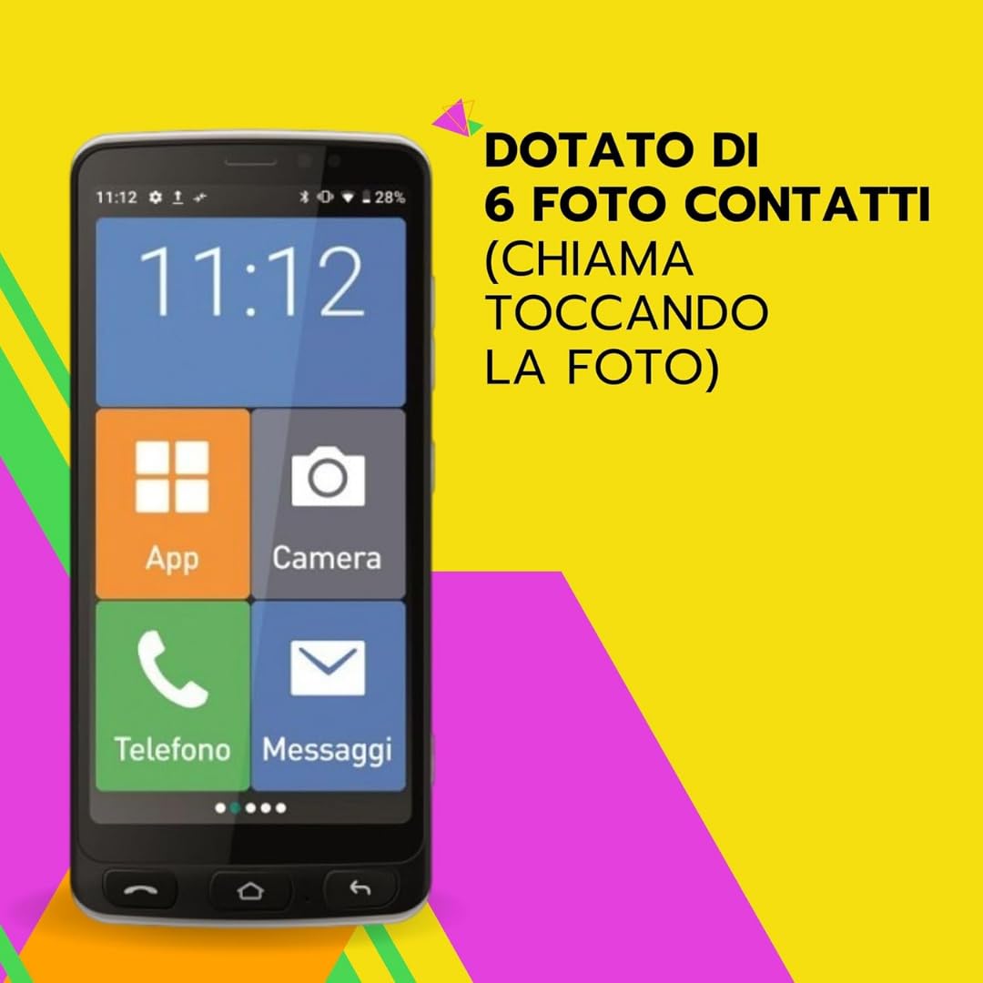 SAIET - Cellulare Smart Senior STS550 Per Anziani 4G e Bluetooth - con Tasti e Lettere Grandi - Custodia Protettiva Inclusa - Smartphone con Whatsapp e SOS