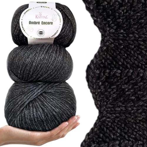 Image of Ombre Encore Chunky Ombre Yarn #5 Weight, 3-Pack (507Yds /420G), Black Jade | Multicolored Bulky 5 Weight Yarn for Crocheting with Free Patterns - Chunky Acrylic Yarn for Knitting