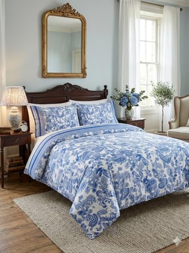 Parure de lit double Fazzini Fès bleu clair en coton supérieur - 2