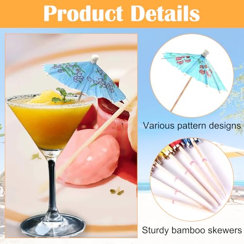 Image of DNY 25 Pcs Cocktail Umbrellas for Drinks - Colorful Paper Parasols for Party Decorations, Tiki Bar, Luau, Summer, Beach, Hawaiian Theme, Birthdays, and Tropical Cocktails