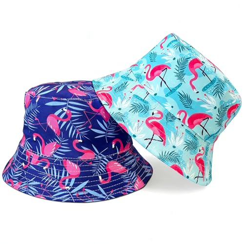 Bucket Hat for Women Men Reversible Pink Flamingo Sun Hat Packable Double-Sided Summer Beach Travel
