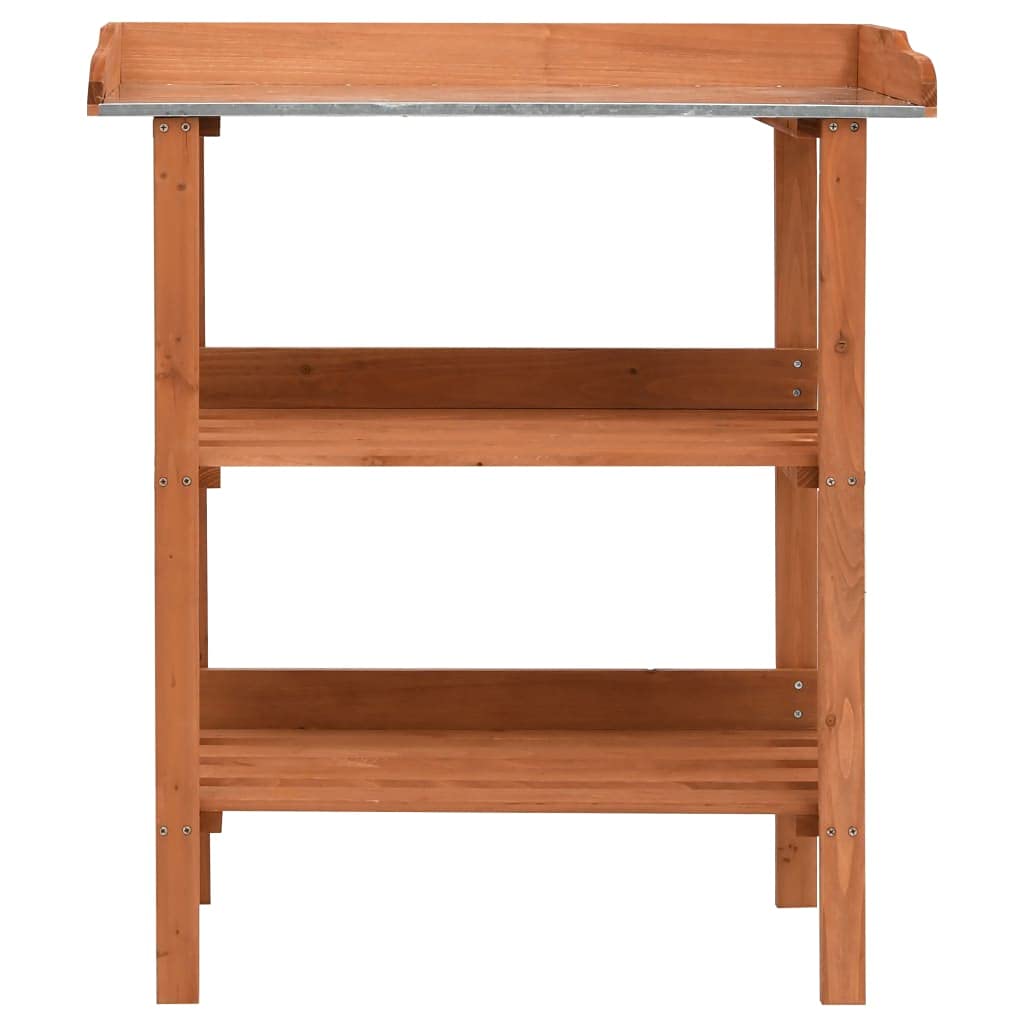 Pflanzenregal 76 x 37 x 105 cm Holz Fichte 3 Böden | Verzinktes Blech, Kapazität 10 kg pro Boden, für den Außenbereich, Garten, Terrasse