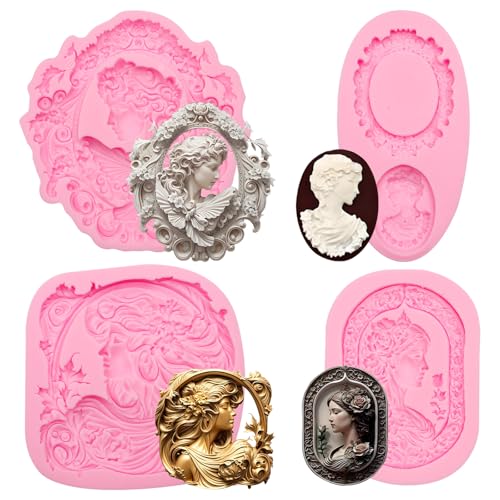 Vintage Cameo Silicone Molds, Victorian Lady Portrait Chocolate Molds Set,