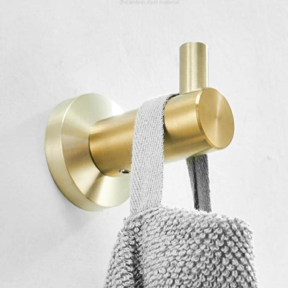 Gancio per appendiabiti in acciaio inossidabile 304 color oro spazzolato Ganci per accappatoio Gancio per abiti a parete Hardware per bagno Appendiabiti in rame Gancio per porta, Stile F