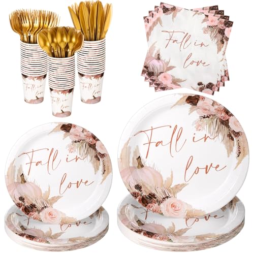 Shellwei 350 Pcs Fall in Love Bridal Shower Decorations Floral